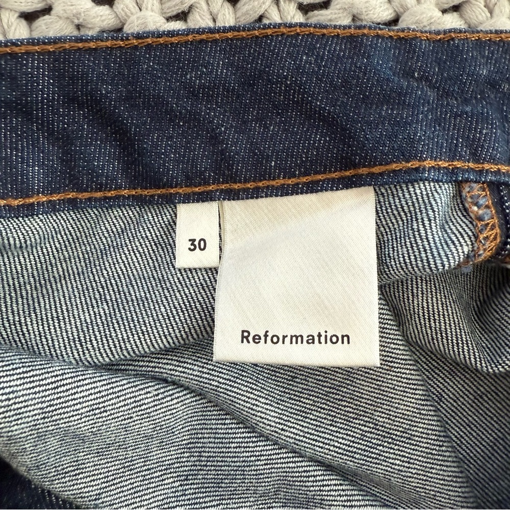 Reformation Candace Button Down Denim Mini Skirt Size 30 - Picture 4 of 5